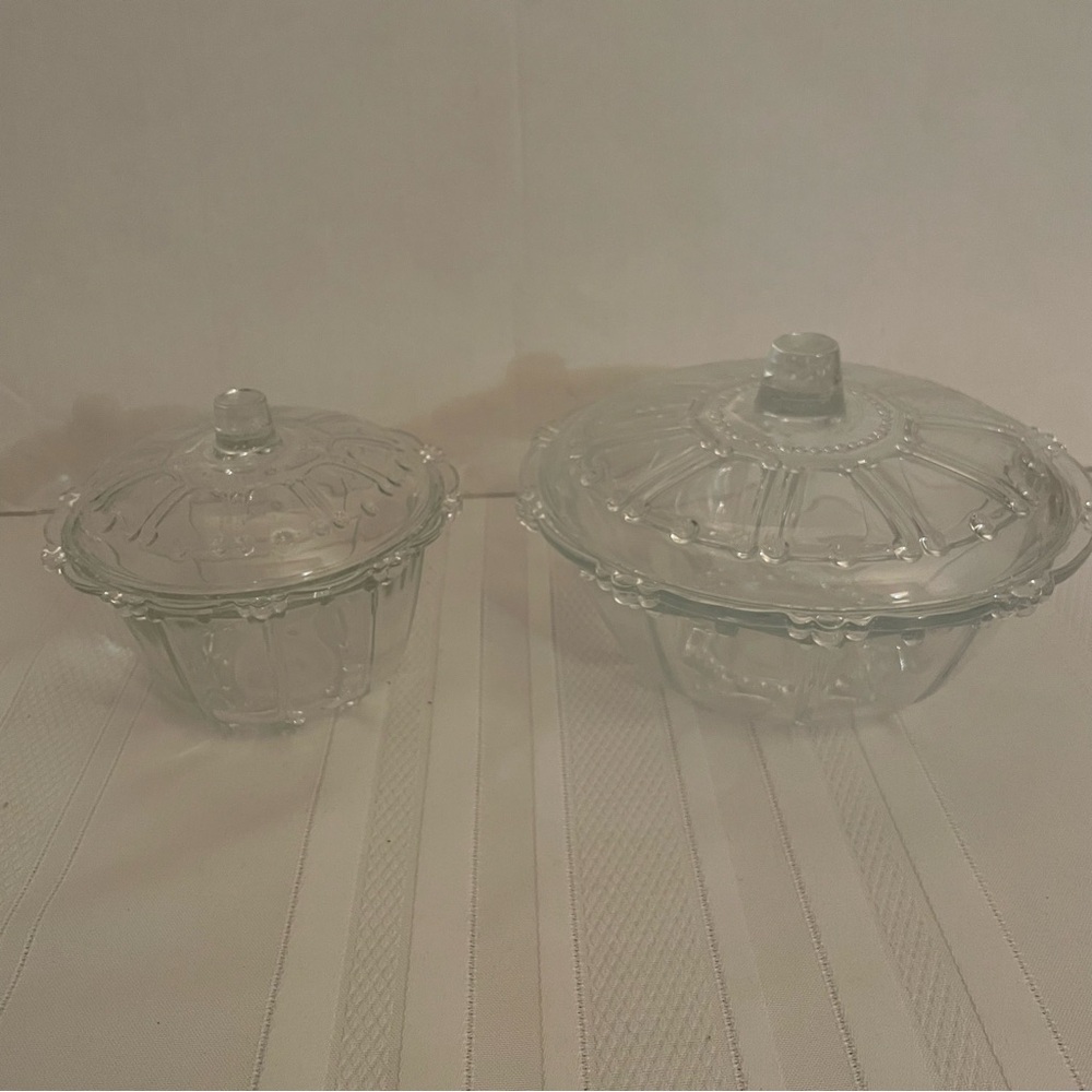 Vintage KIG Indonesia Glass candy dishes with Lids